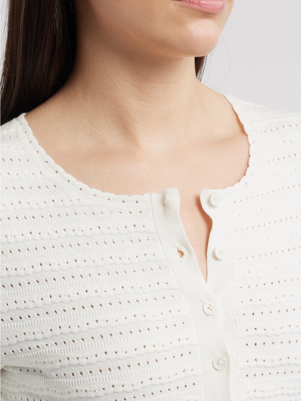 LoveShackFancy Cream Ruffled Button-Front Knit Cardigan - Picture 6 of 12